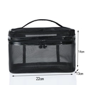 Neceser de viaje portátil de malla de nailon negro con doble cremallera y asa 22x13x14cm - ZP28 Estilo con Ribete y Asa