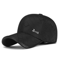 Casquette de baseball d'hiver noire pour hommes avec motif matelassé et cache-oreilles - Réglable / Noir