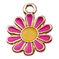 Pink and yellow flower charm with gold metal petals for DIY jewelry and earrings - Little Daisy