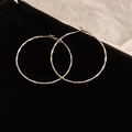 Detail of silver twisted geometric hoop earrings with hammered texture on black velvet - 4# Hammered Texture Silver Large Hoop - 5cm