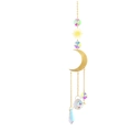 Detail of golden moon and sun ornaments with AB colorful crystal pendants - Model SY-05