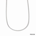 Flat curb link necklace in silver stainless steel for a hip hop punk style accessory - Necklace (PDD330)