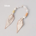 Detail of 32cm luxury pearl bead strap with silk scarf for handbags and phone cases - Cream Light Yellow Beads with Scarf