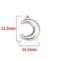 Silver stainless steel moon pendant 21.5mm x 16.5mm for DIY necklace jewelry making - Steel Polished Moon 16.5mm