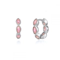 Elegant S925 sterling silver hoop earrings with pink marquise cut stones in twin view - Pink Zirconia (Platinum Plated)