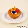Realistischer Obst-Tarte-Magnet mit Blaubeer- und Pfirsichdekor, Größe 7x5x3cm - Blaubeere Walnuss Eiertarte (Ohne Blätter)