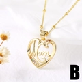 Collana con ciondolo a cuore dorato scritta Mom e zirconi colorati - Stile B-Cuore Cavo Mom Zircone Colorato