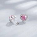 Funkelnde Herz-Ohrstecker aus S925 Sterlingsilber mit rosa Zirkonia für Damen - 925er Silber / Rosa Ohrstecker