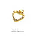 Golden heart-shaped copper charm with micro-paved zircons measuring 12x13x2mm - 14# (Heart)