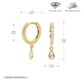 Detailed size specifications for gold S925 silver teardrop earrings with cubic zirconia - 925 Silver / 925 Silver Yellow Gold Plated