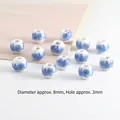 8mm blue and white porcelain round beads for DIY jewelry with 3mm center hole - 8mm Light Blue Plum Blossom
