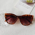 Occhiali da sole cat-eye tartarugati con lenti sfumate marroni e cerniere in metallo - Stampa leopardata