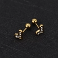 Detail of golden heart-shaped screw back earrings with sparkling cubic zirconia inlay - Solid Heart - Gold