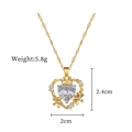 Macro view of gold-plated heart pendant with white zircon showing 2.4cm x 2cm dimensions - D511 Heart Necklace (D511 Necklace [Titanium Steel Chain Copper Pendant])