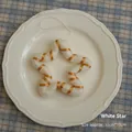 Handmade white wool felt star hanging ornament with gold ribbon for Christmas decor - Pentagram White