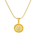 18K gold-plated titanium necklace featuring a shell-style pendant with letter U - Letter U(S-P005-U)