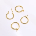 Close-up of four 18k gold plated C-shaped earring hoops for DIY jewelry making - Gold Ear Hoops