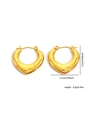Detail view of gold heart hoop earrings with irregular hammered texture and size specs - Gold Heart Dimpled Texture Style (#0167)