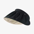 Women's UV protection shell sun hat with black pleated brim and beige lining contrast - Black Beige