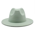 Close-up of mint green wool felt fedora hat featuring classic creased crown and flat brim - M (56-58cm) / Mint Green