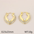 Boucles d'oreilles vintage dorées en forme de cœur avec cristaux brillants - Style E Grand Coeur Strass (KE113815-KFC)