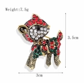 Festive reindeer brooch in vintage gold finish with colorful red and green rhinestones - xz4579 Christmas Little Deer
