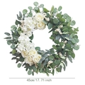 Artificial white rose and eucalyptus wreath for home and wedding decor, 45cm diameter - Eucalyptus Rose Wreath 45cm