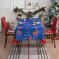Blaue Weihnachtsdecke und rote Stuhlbezüge mit Weihnachtsmann in festlicher Deko - 140*100cm / Blaues Weihnachten