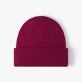 Classic burgundy ribbed knit beanie with fold-over cuff for winter warmth and style - Adjustable / Smoked Red