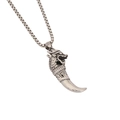 Collier punk pour homme en acier inoxydable avec pendentif tête de mort et dragon - Style de Dent de Loup et Tête de Dragon (16#)