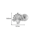 Silver shell-shaped stud earring with zircon center and 0.62cm by 0.7cm dimensions - Shell Design (0180-4# Silver)