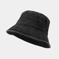 Detalle de sombrero de pescador en algodón lavado con textura desgastada y costuras - M (56-58cm) / Negro