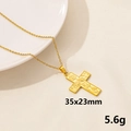 18K gold plated stainless steel cross necklace with sunflower texture pendant, 5.6g weight - Sunflower Cross (S1284-G+N22-G)
