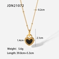 Collier vintage français avec pendentif cœur double face en acier inoxydable doré - Style Cœur Noir (JDN21072)