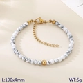 White turquoise beaded bracelet with golden metal clasp and 190mm length sizing - Style 5 Golden White Turquoise (KB207127-Z)