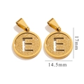 Golden stainless steel round pendant with letter E cutout and sandblasted finish - Letter E - Gold