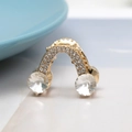Macro detail of golden geometric hair claw clip with rhinestones and large crystals - Silver E7312