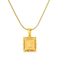 Gold rectangular pendant necklace with embossed letter W on a sleek snake chain - Letter W