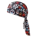 Detail of outdoor cycling bandana with colorful skull graffiti print and tie-back straps - Adult / Colorful Skull Graffiti Pattern (5#)