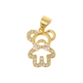 Golden bear pendant with pavé cubic zirconia accents and a sparkling crystal bow detail - Bear with Bow