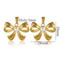 Golden bow pendant with white pearl inlay and size dimensions 20x28mm in 18K plating - Bowknot Pearl-Gold
