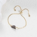 Adjustable 14K gold plated box chain bracelet with a dark brown natural stone - Golden Ore/Tiger Eye