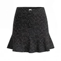 Mini-jupe à pois taille basse avec ourlet sirène et un délicat nœud blanc décoratif - S / Pois Noir