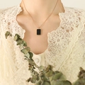 Vintage long black shell pendant necklace in 18K rose gold plated titanium steel finish - Rose Gold (40+5cm)