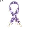 Detailed view of purple geometric jacquard woven strap with gold metal lobster clasps - Purple (L-8) Silver Clasp
