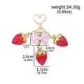 Red strawberry keychain with pink bow and golden heart clasp, weight and size details - BG00138-02 Pink Bow Red Strawberry Keychain (Gold)