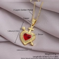 Gold-plated copper heart necklace with Cupid's arrow and sparkling white zircon stones - Gold Plated Arrow Heart NZ06-4