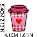 Pink coffee cup monster embroidery patch with size measurements 5.4x4.1CM for clothing - Heart-Shaped Coffee Cup (No. 11)