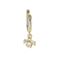 Vintage style coffee gold snowflake cross hoop earring with clear sparkling gemstones - Coffee Gold Zircon Cross (A936-3)
