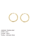 Minimalist 18mm golden stainless steel hoop earrings with 2mm width for women - 18mm x 2mm Hoop Earrings (YE25119) / Steel